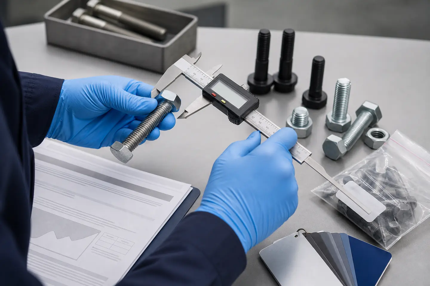 Order-specific fastener supply and quality-evidence review